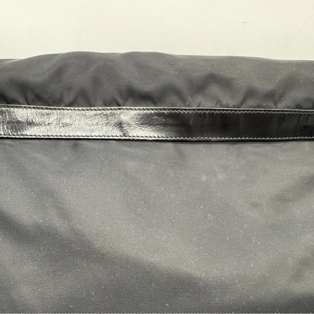 Prada Black Nylon Messenger Crossbody Bag Authentic Logo Buckle Shoulder Satchel